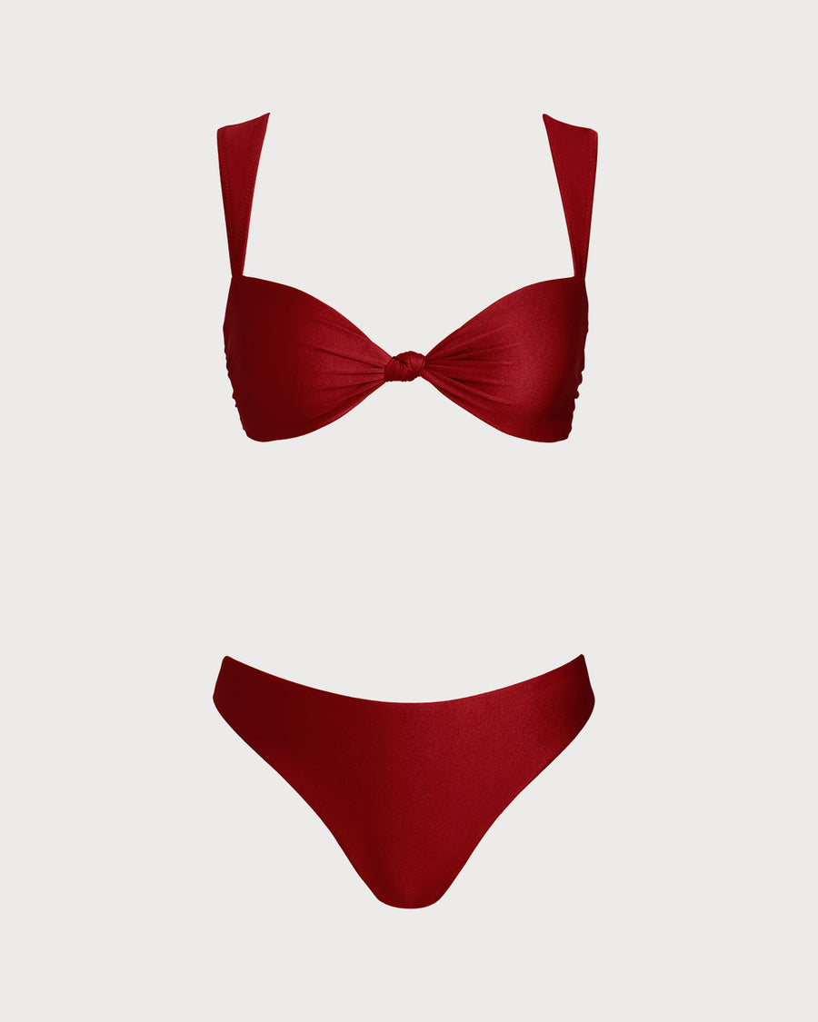 Red Triangle Low Waisted Bikini Set
