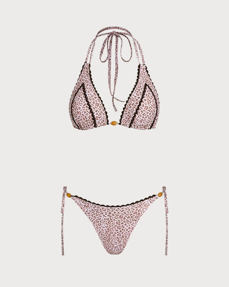 Leopard Print Halter Bikini Set