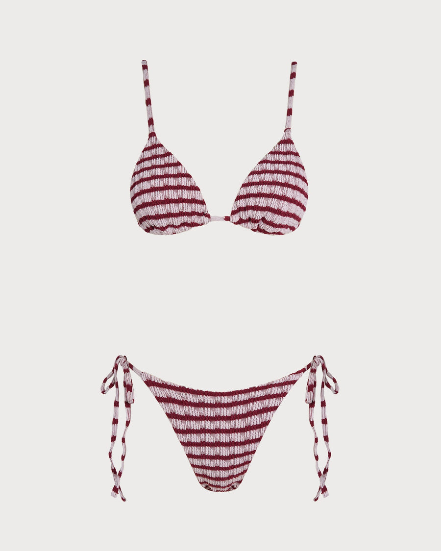 Red Striped Triangle Bikini Set