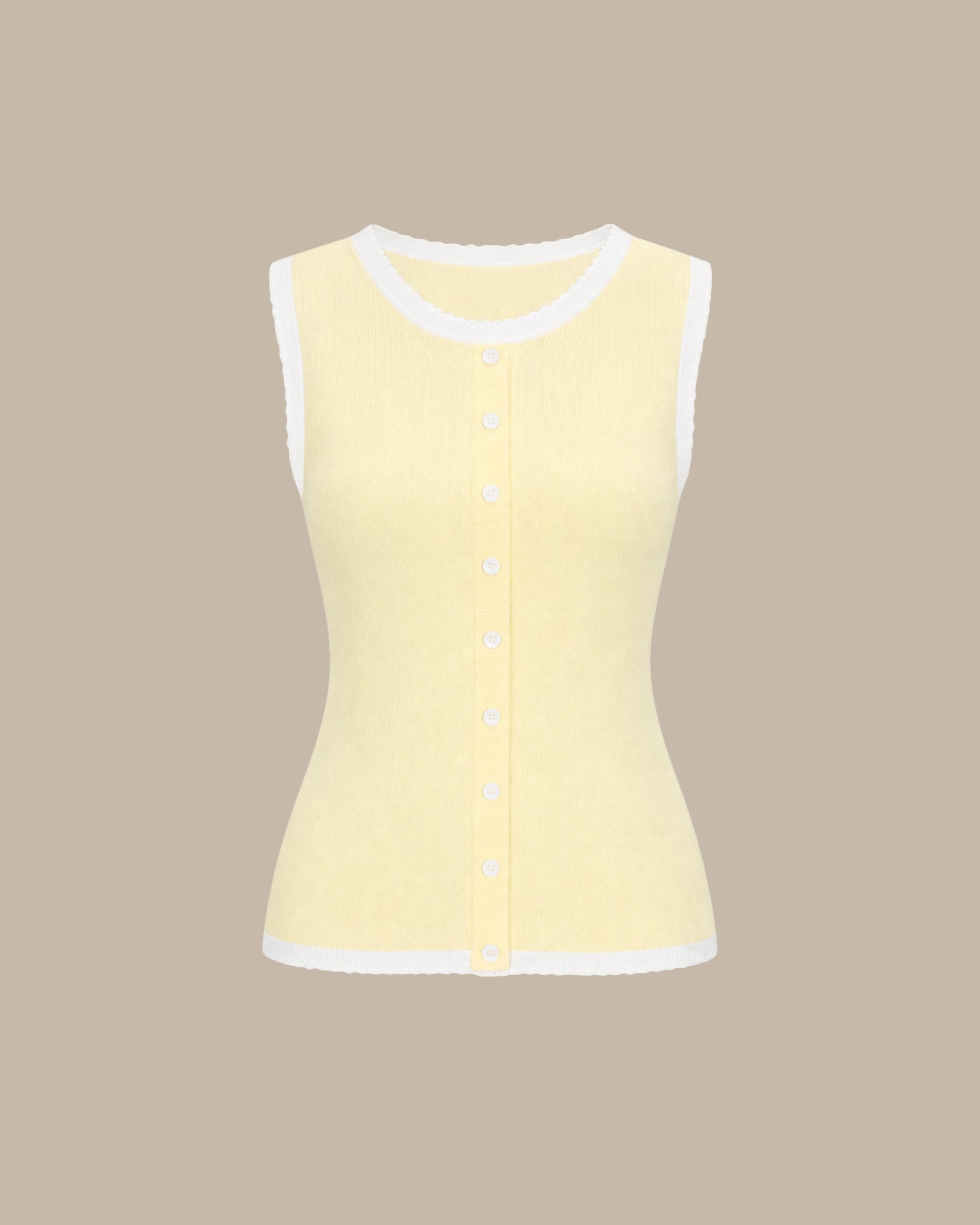 Yellow Contrasting Button Knit Tank