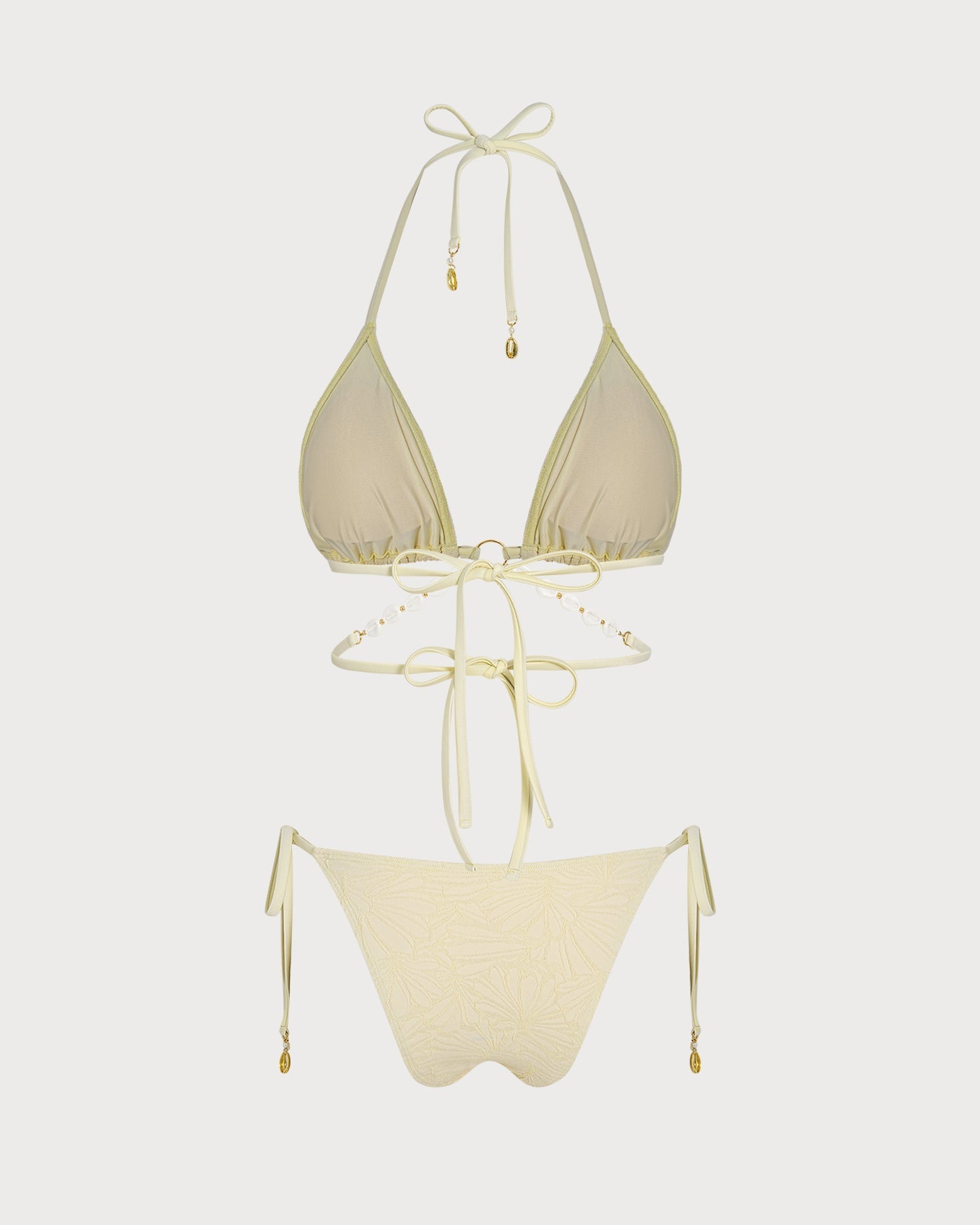 Apricot Halter O-Ring Triangle Bikini Set