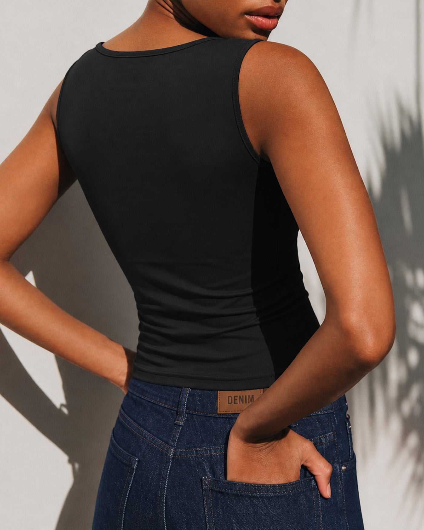 Black Cowl Neck Sleeveless Tank Top