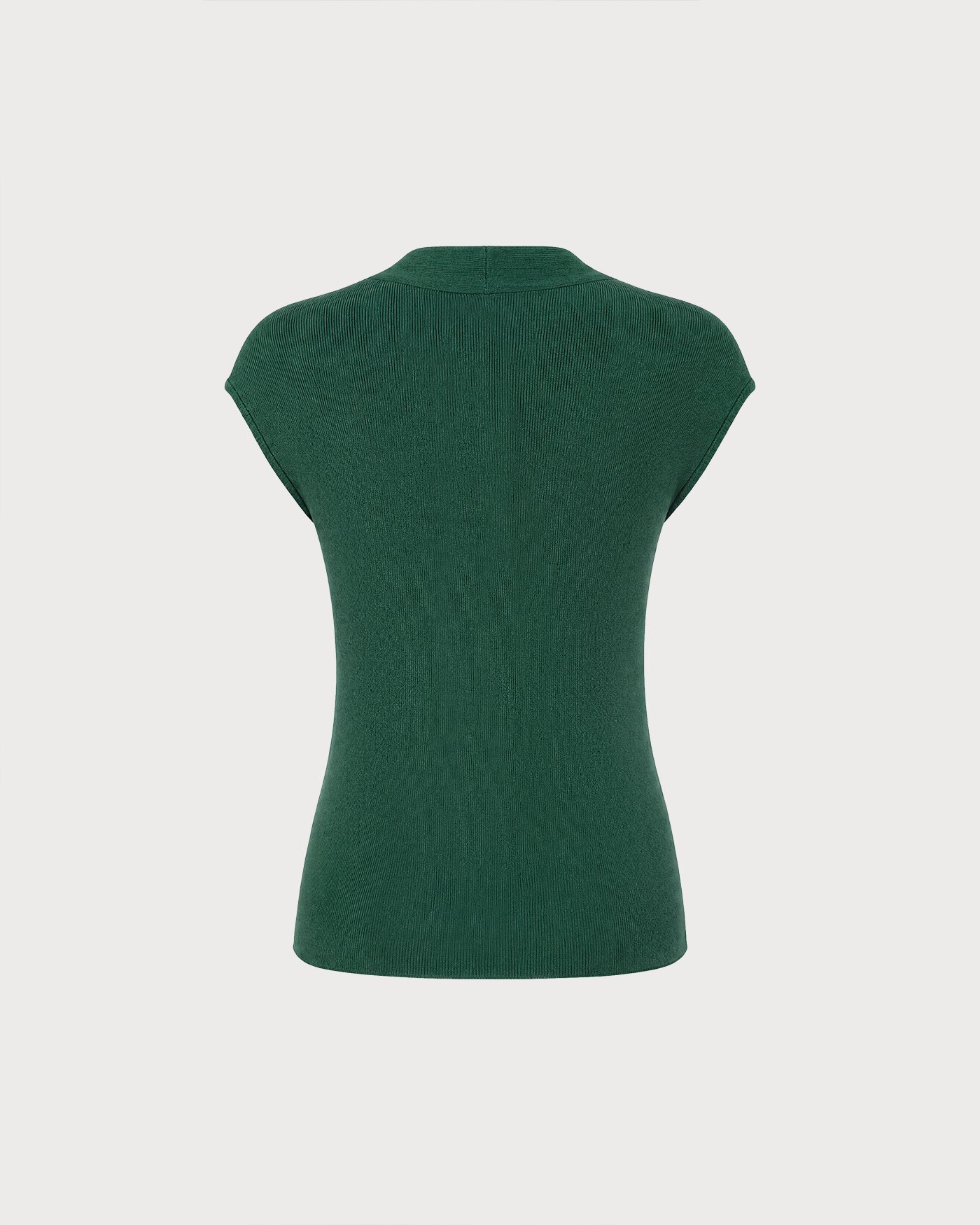 Green V Neck Textured Knit Tank Top