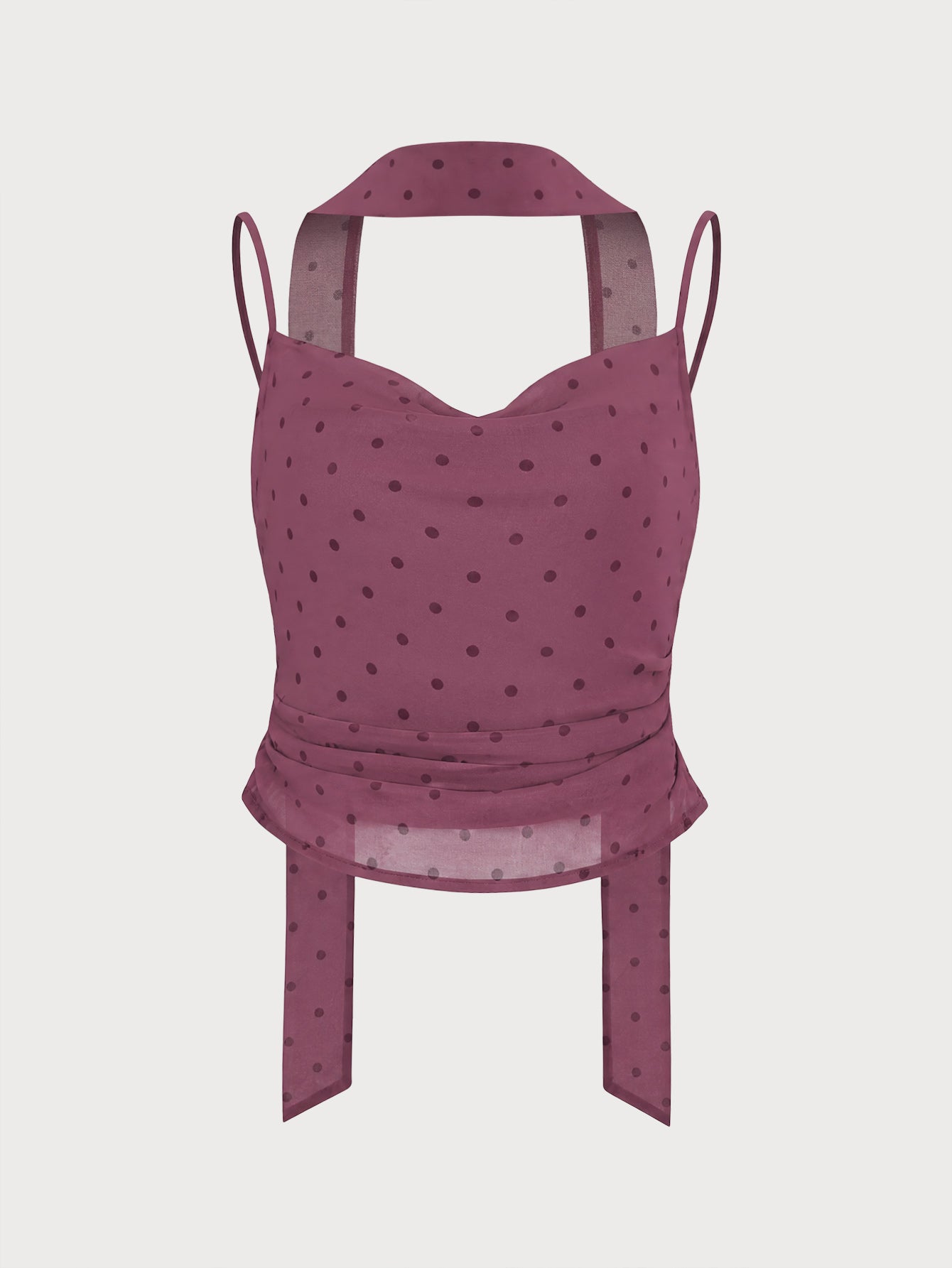 Purple Polka Dot Chiffon Cami Top