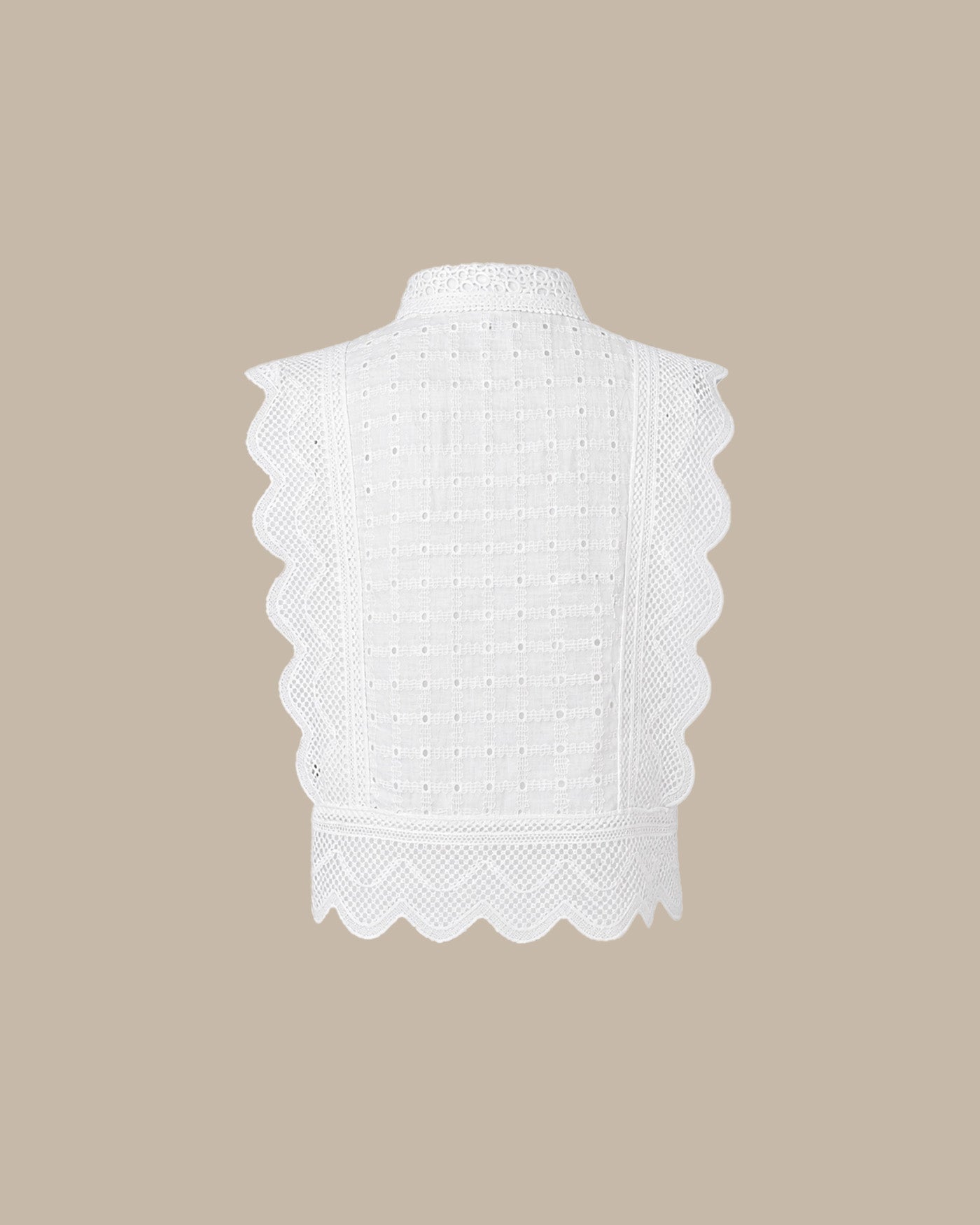 White Collar Cut Out Button Tank Top